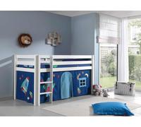 Vipack lit de jeu Pino, surface de couchage 90x200 cm avec set textile rideau "Astro