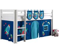 Vipack lit de jeu Pino, surface de couchage 90x200 cm avec set textile rideau et 3 sacs "Astro