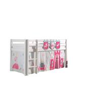 Vipack lit de jeu Pino, surface de couchage 90x200 cm avec set textile rideau et 3 sacs "Princes