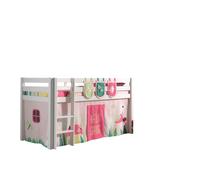 Vipack lit de jeu Pino, surface de couchage 90x200 cm avec set textile rideau et 3 sacs "Spring