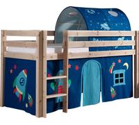 Vipack lit de jeu Pino, surface de couchage 90x200 cm avec set textile rideau et tunnel "Astro