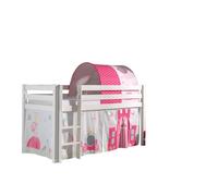 Vipack lit de jeu Pino, surface de couchage 90x200 cm avec set textile rideau et tunnel "Princes