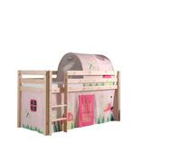 Vipack lit de jeu Pino, surface de couchage 90x200 cm avec set textile rideau et tunnel "Spring