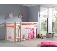 Vipack lit de jeu Pino, surface de couchage 90x200 cm avec set textile rideau "Princes