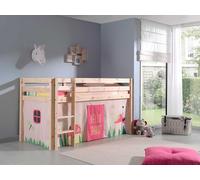 Vipack lit de jeu Pino, surface de couchage 90x200 cm avec set textile rideau "Spring