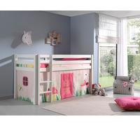 Vipack lit de jeu Pino, surface de couchage 90x200 cm avec set textile rideau "Spring