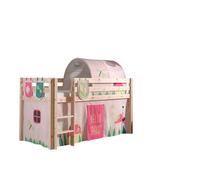 Vipack lit de jeu Pino, surface de couchage 90x200 cm avec set textile rideau, tunnel et 3 sacs "Spring