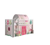 Vipack lit de jeu Pino, surface de couchage 90x200 cm avec set textile rideau, tunnel et 3 sacs "Spring