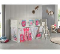 VIPACK - Lit de jeu SCOTT, LF 90 x 200 cm, avec sommier à lattes, échelle et set textile rideau et 3 sacs "Princess