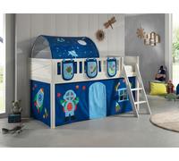 VIPACK - Lit de jeu SCOTT, LF 90 x 200 cm, avec sommier à lattes, échelle et set textile rideau, tunnel et 3 poches "Astro