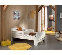 Vipack lit d'enfant Jumper à rallonge de 140-200 cm, matelas 140+60 cm inclus, finition en pin massif blanc