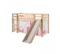 Vipack lit de jeu Pino incl. toboggan, surface de couchage 90x200 cm avec set textile rideau "Princes