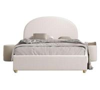 Pack - Lit Coffre Adulte & 2 Poufs "Moon" 140x200cm Blanc