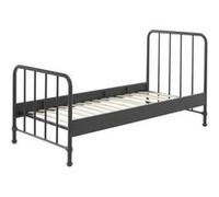 Vipack Lit simple Bronxx en métal noir mat 90 x 200 cm