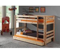Vipack Lit superposé Pino avec tiroir de lit - Pin massif laqué naturel, Dimensions : 210 cm x 140 cm x 105 cm ; PICOSBRB10