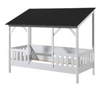 Lit de maison Vipack avec surface de couchage de 90 x 200 cm, toit en noir