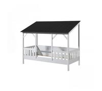 Vipack malia lit cabane 90x200 avec toit noir + lit gigogne
