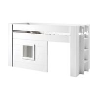 Vipack – Lit mi-hauteur Noah 90 x 200 cm avec set de rideaux – Crème/Blanc