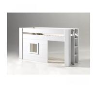 Vipack – Lit mi-hauteur Noah 90 x 200 cm avec set de rideaux – Crème/Blanc