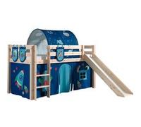 Lit de jeu Vipack Pino incl. toboggan, surface de couchage 90x200 cm avec set textile rideau, tunnel et 3 sacs "Astro