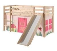 Vipack lit de jeu Pino incl. toboggan, surface de couchage 90x200 cm avec set textile rideau "Spring