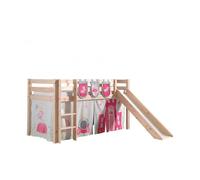 Vipack Pino Lit Compact Avec Toboggan + Rideau De Lit Princess + 3 Pochettes Princess
