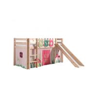 Vipack Pino Lit Compact Avec Toboggan + Rideau De Lit Spring + 3 Pochettes Spring