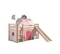 Vipack Pino Lit Compact Avec Toboggan + Rideau De Lit Spring + Tunnel De Lit Spring