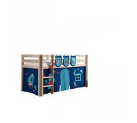 Vipack Pino Lit Compact Pin Massif Naturel + Rideau De Lit Astro + 3 Pochettes Astronaute