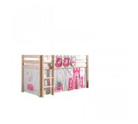 Vipack Pino Lit Compact Pin Massif Naturel + Rideau De Lit Princess + 3 Pochettes Princesse