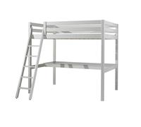 Vipack pino lit mezzanine 140x200 blanc + plan de travail