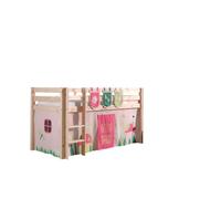 Vipack lit de jeu Pino, surface de couchage 90x200 cm avec set textile rideau et 3 sacs "Spring