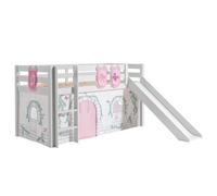 Vipack Pino Lit Mezzanine Avec Toboggan + Birdy Rideau De Lit Et 3 Pochettes