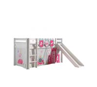 Vipack Lit de jeu Pino – toboggan, couchage 90x200 cm, set rideau et 3 sacs 'Princes'