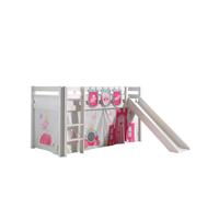 Vipack Lit de jeu Pino – toboggan, couchage 90x200 cm, set rideau et 3 sacs 'Princes'