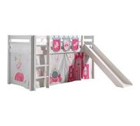 Lit de jeu Vipack Pino incl. toboggan, surface de couchage 90x200 cm avec set textile rideau et 3 sacs "Princes