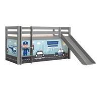 Vipack PINO Lit mezzanine avec toboggan pin massif Gris Police Gris G