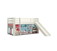 Vipack pino lit mezzanine avec toboggan + rideau de lit animalerie