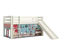 Vipack PINO Lit mezzanine avec toboggan + Rideau de lit animalerie Rouge G