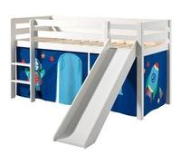 Vipack lit de jeu Pino incl. toboggan, surface de couchage 90x200 cm avec set textile rideau "Astro