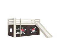 Vipack pino lit mezzanine avec toboggan + rideau de lit en 4 parties pirates