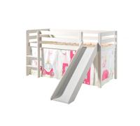 Vipack Pino Lit Mezzanine Avec Toboggan + Rideau De Lit Princess