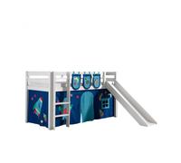 Vipack Pino Lit Mezzanine Avec Toboggan + Space Rideau De Lit Et 3 Pochettes