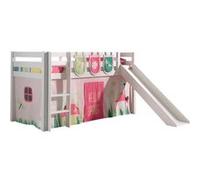 Vipack lit de jeu Pino incl. toboggan, surface de couchage 90x200 cm avec set textile rideau et 3 sacs "Spring