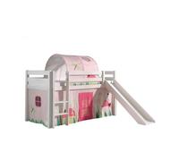 Vipack Pino Lit Mezzanine Avec Toboggan + Spring Tunnel Et Rideau De Lit + 3 Pochettes