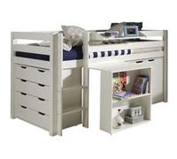 Vipack Lit de jeu Pino avec bureau, commode à tiroirs et commode 2 portes - Lit en pin massif, Meubles d'appoint MDF laqué blanc, Dimensions : 210 cm x 114 cm x 106 cm ; PICOHSBUKSKD14