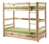 Vipack - PINO Lit superposé 180cm + 2 tiroirs - 90x200 cm - Bois nature