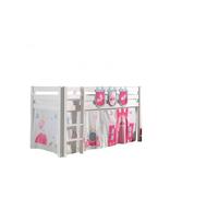 Vipack Pino Lit Sureleve 90x200cm Avec Sommier Blanc +Rideau De Lit Princess + 3 Pochettes