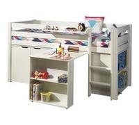 Vipack PINO Lit sureleve avec sommier + bureau + bibliothèque + commode + tablette penderie Bleu G