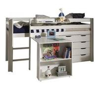 Vipack PINO Lit sureleve avec sommier + bureau + commode + tablette penderie Beige G